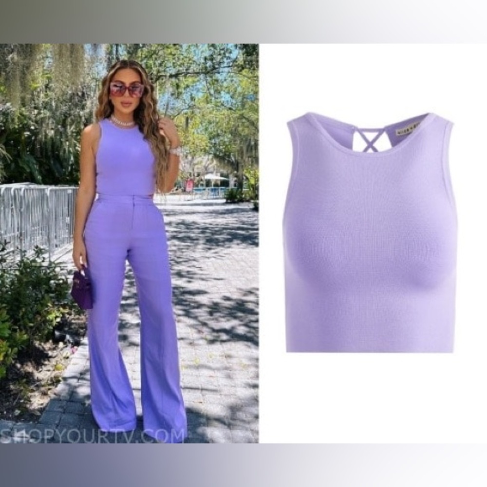 Alice and Olivia Brentan cropped lace up tank